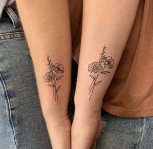 Flowers - Best Friend Tattoos for Females: Celebrating Friendship with Ink