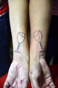 WineGlass Tattoos - Best Friend Tattoos for Females: Celebrating Friendship with Ink